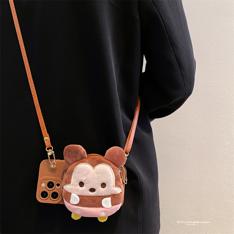 卡通可爱零钱包斜跨硅胶手机壳