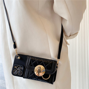 小香风镜面零钱包适用iphone17promax苹果16pro手机壳15pro可背带12/11斜挎挂绳13pro全包xr/xsmax软14高级感