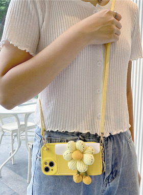 黄色南瓜花零钱包适用华为pura80手机壳pura70pro+斜挎mate80pro挂绳mate70/60pro全包nova15/14/13荣耀500女