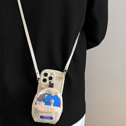 多巴胺彩色零钱包包背带手机壳