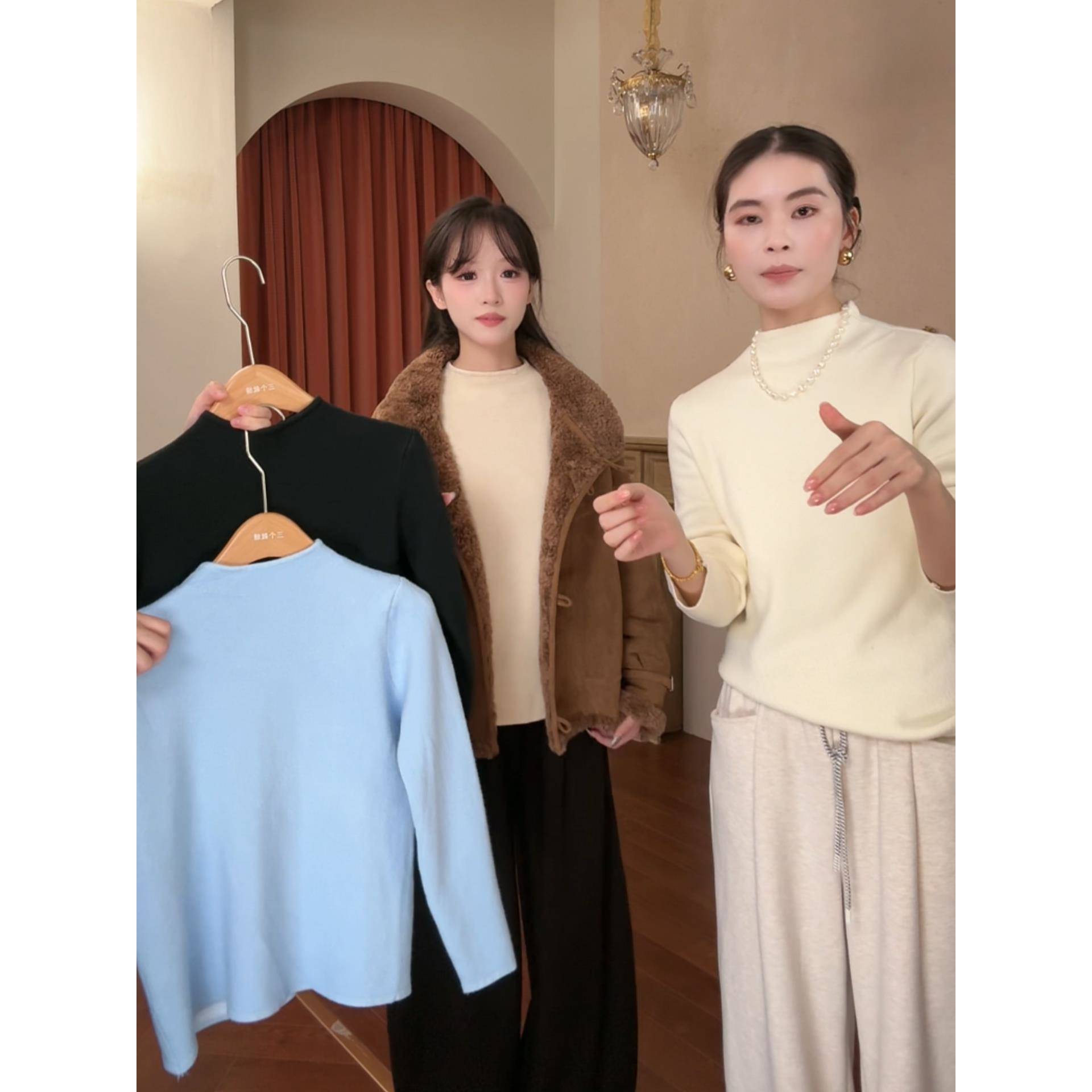 【2件99】2025秋冬新款圆领套头毛衣女宽松慵懒风针织衫上衣M130