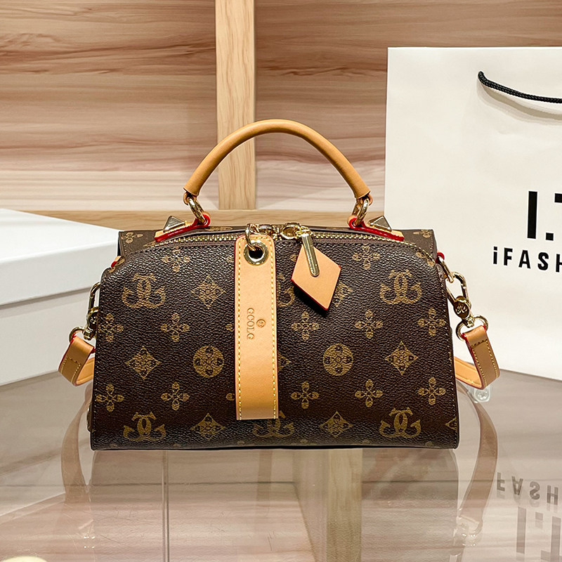 复古老花大容量波士顿包女