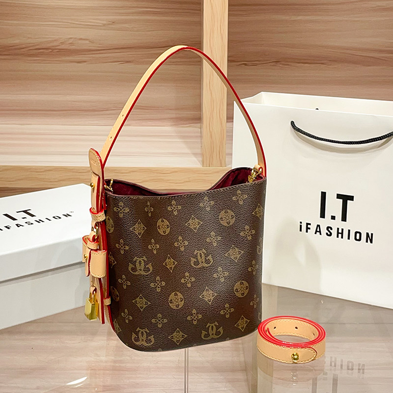 老花水桶包女大容量单肩斜挎