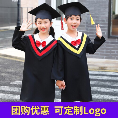 儿童博士服幼儿园毕业照服装中小学生毕业演出礼服夏季套装学士服
