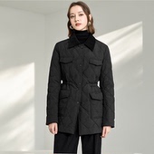 复古棉袄中长款 2025新款 翻领棉服外套 冬季 欧货黑色收腰棉衣女款