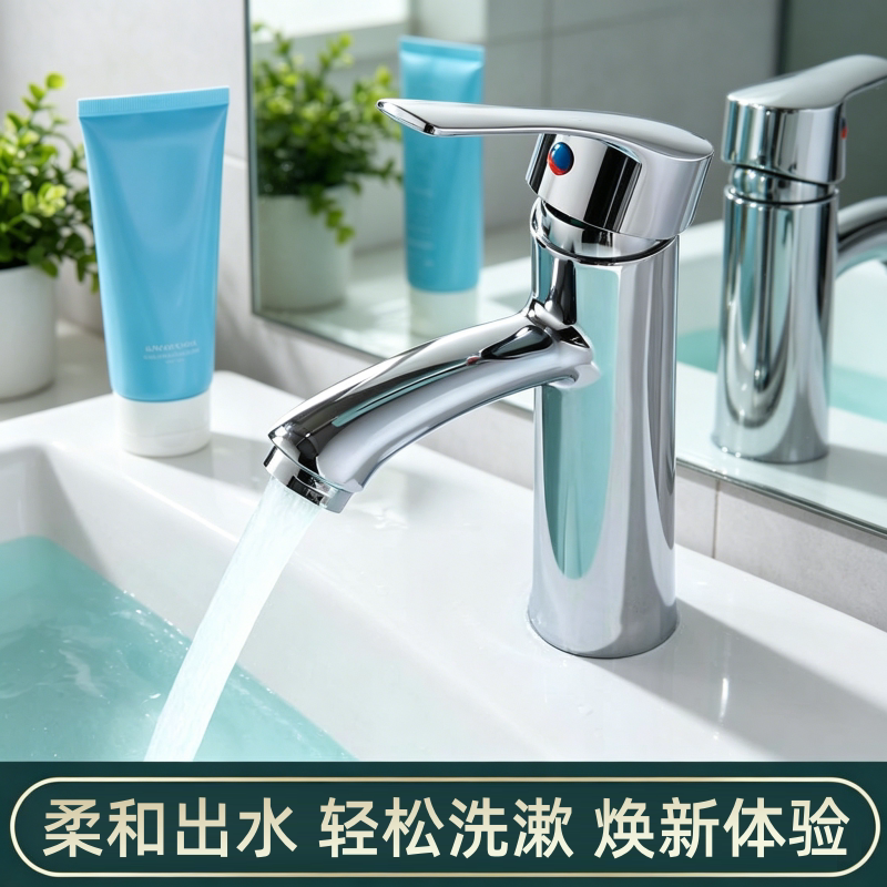 冷热面盆水龙头洗脸盆立柱盆洗手图片