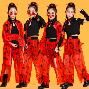 女童潮服走秀中国风舞蹈服套装街舞爵士舞演出服女团古风侠女时尚