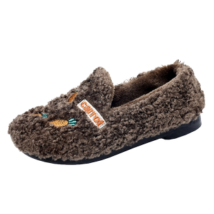 秋冬加绒保暖毛毛鞋老北京布鞋女鞋豆豆鞋女士逛街孕妇鞋外穿鞋