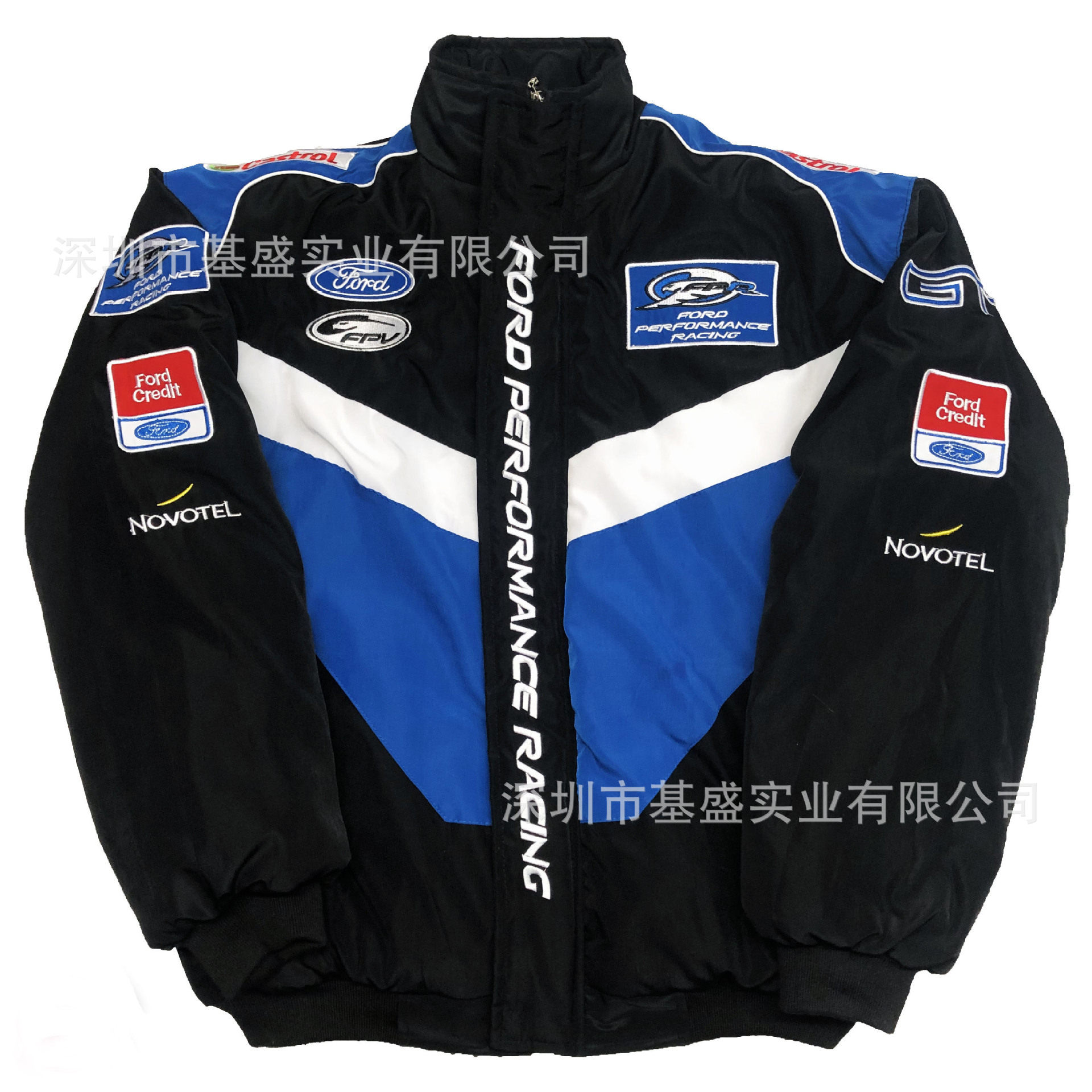 F1赛车服刺绣赛车服机车服骑行服刺绣休闲长袖冬装棉服福特赛车服