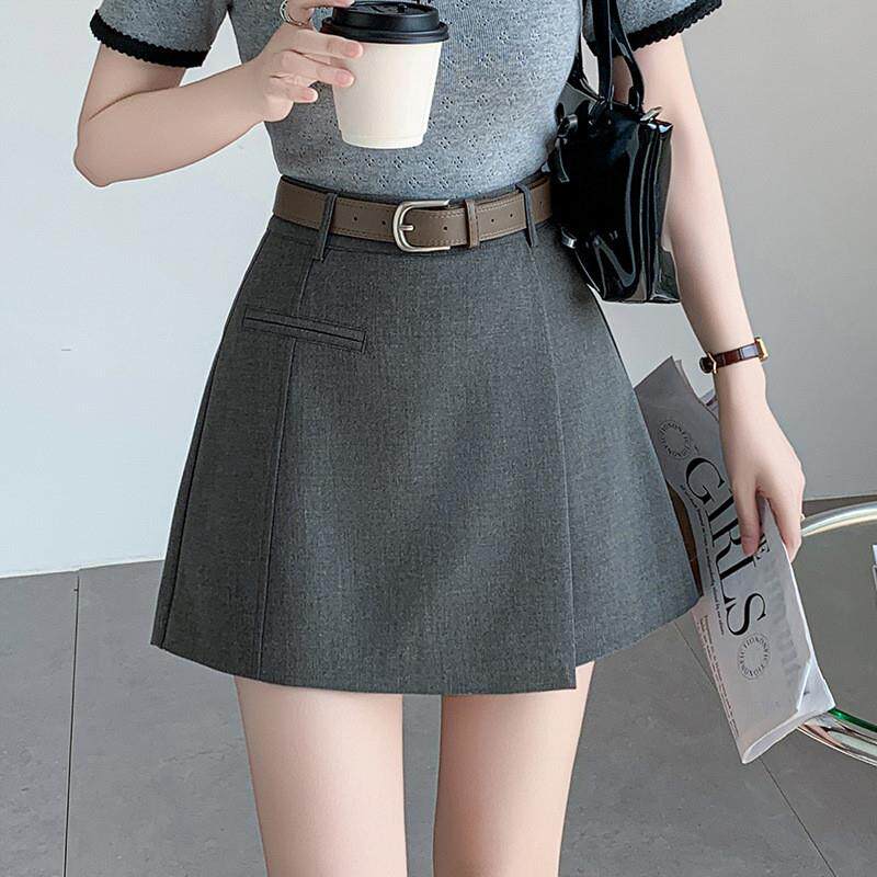 休闲短裤裙女2026春夏西装a字裙裤高腰阔腿靴裤外穿短裤女黑色