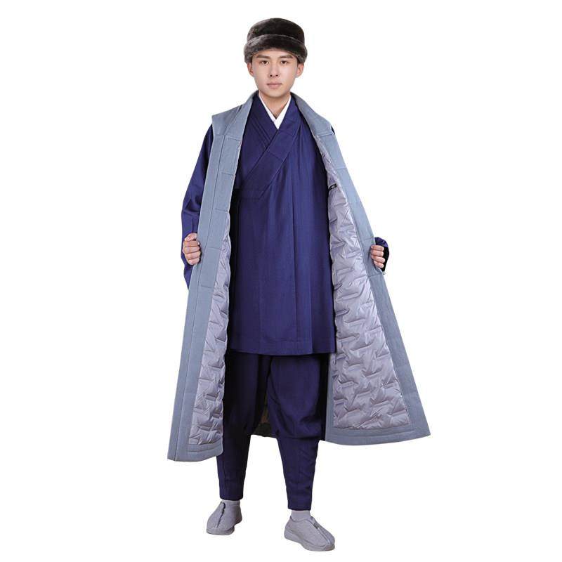 新品长伽蓝褂冬季人造羽绒僧服生态绒加厚马甲背心僧衣马甲