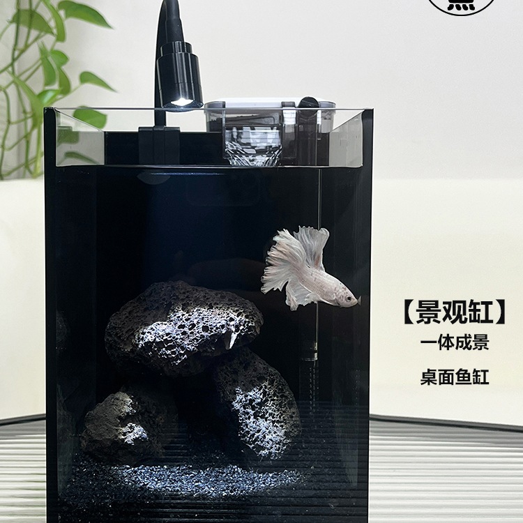 恒温斗鱼缸生态造景创意缸