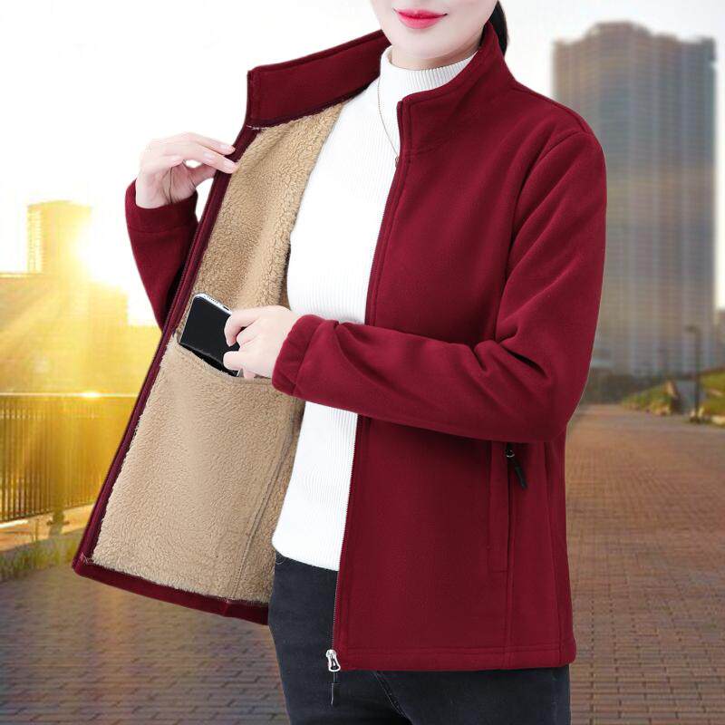 立领摇粒绒外套女士2025新款