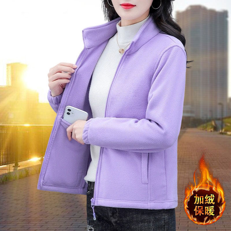 抓绒衣女秋冬季2026新款秋装摇粒绒外套加绒中老年妈妈冲锋衣内胆