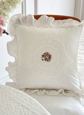 French lace throw pillow 100 cotton sofa white cushion cover