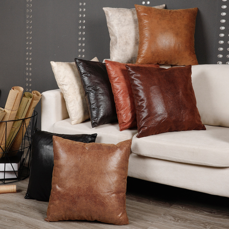 Sofa cushion cover car pu leather pillow bronzing pillowcase