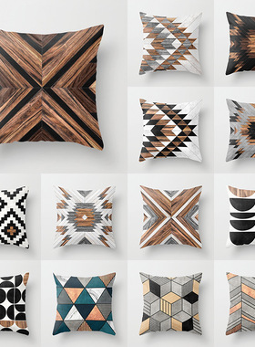 Wood grain ethnic style pillowcase decorative cushion cover