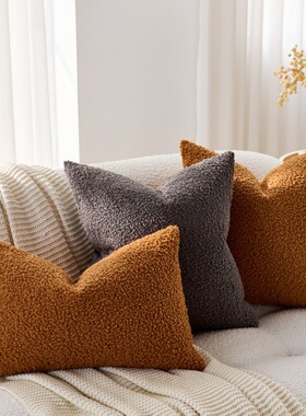 Ins lambskin throw pillow for sofa decorative cushion cover