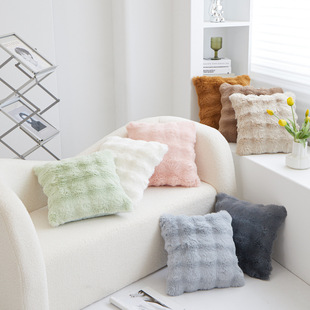 Bubble fluffy cushion cover sofa imitaton rabbit hair pillow