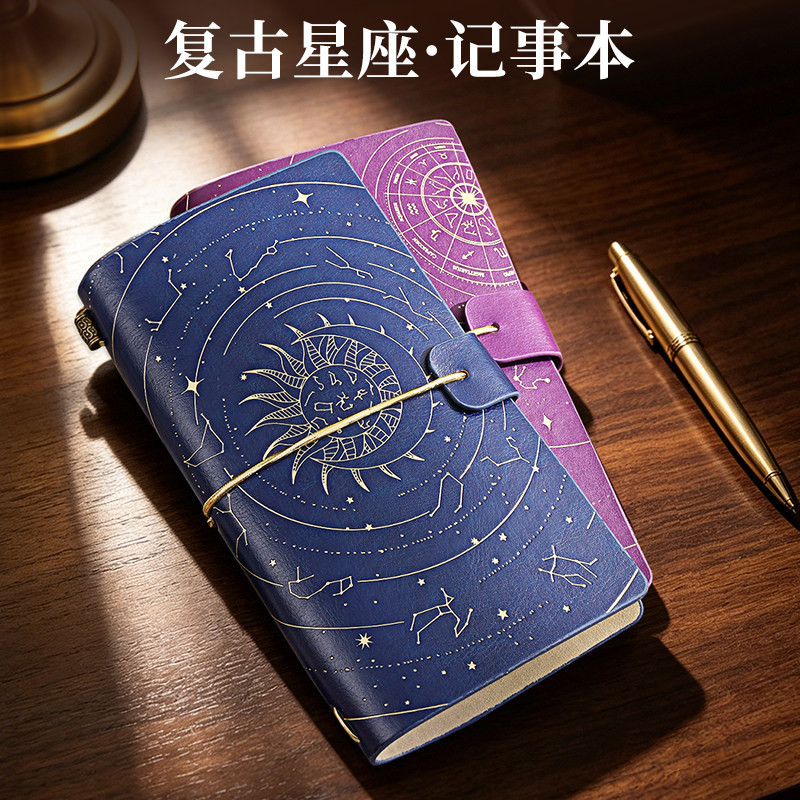 立体印花A6绑带手账本学生随身日记本简约复古记事本成人工作会议记录本创意旅行笔记本本子企业定制可印logo