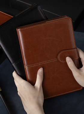 a5笔记本子定制可印logo加厚超厚商务记事本大号复古黑色皮面本b5会议记录本子办公简约大学生文艺精致日记本