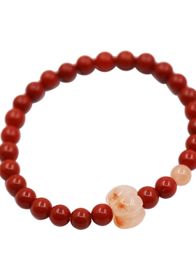 见欢喜新疆金丝玉南红古风手链