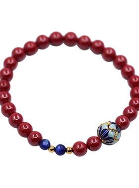 本命年见欢喜帝王红朱砂古风手链