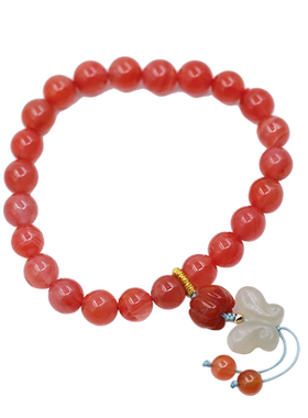 见欢喜南红玛瑙和田玉蝴蝶手链