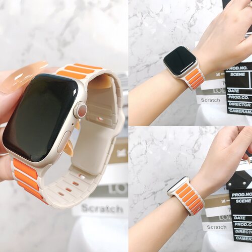 适用苹果s10手表iwatch9表带创意双色s8运动ultra3硅胶applewatch11/8/7/6/5/4代se2男女款s7智能配件42/46MM