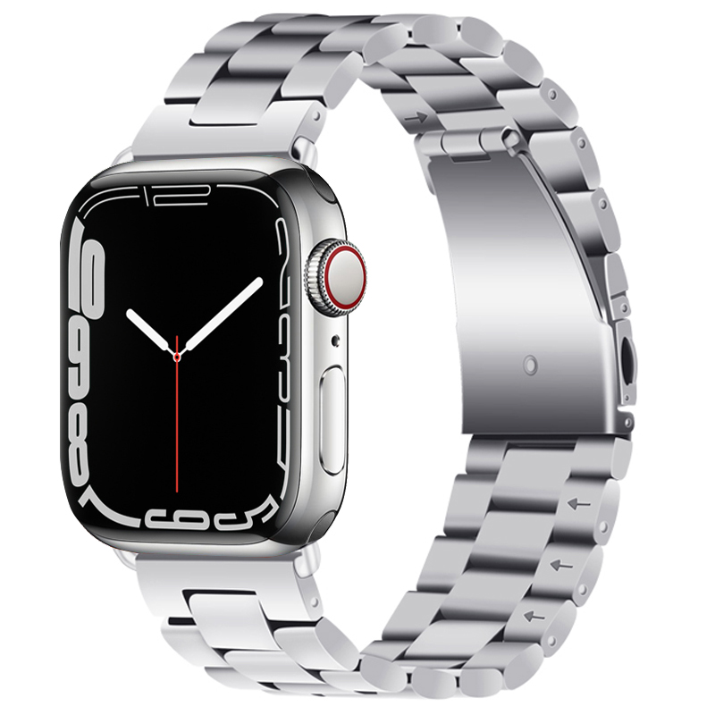 适用苹果s10表带apple watch9链式腕带s6不锈钢金属iwatch8/7手表带2/3/4/5/se/6代男女款42/45/44mm智能配件