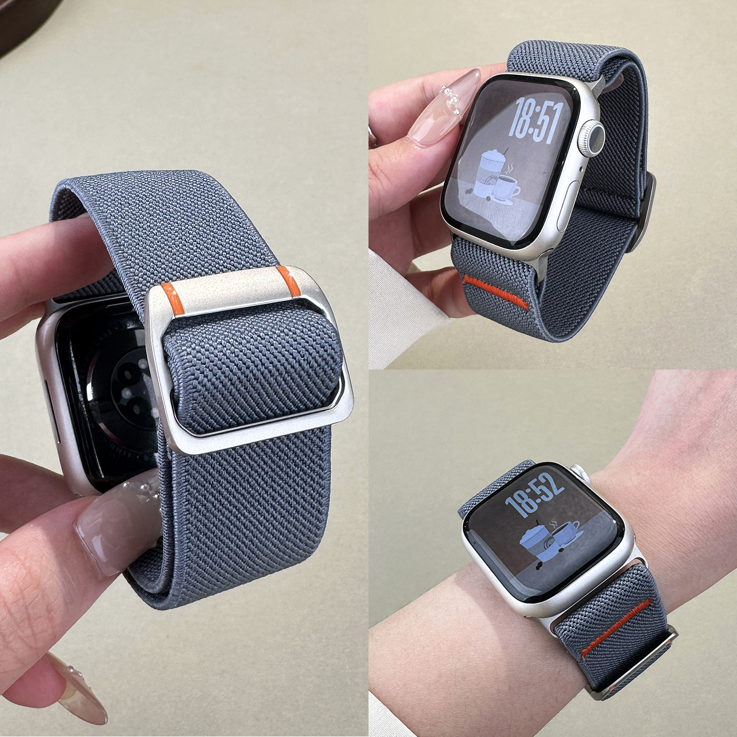 适用苹果iWatchs10手表表带apple watchs9尼龙弹力ultra腕带s8/s7/6/4/5回环夏天弹力户外便携式腕带运动ins