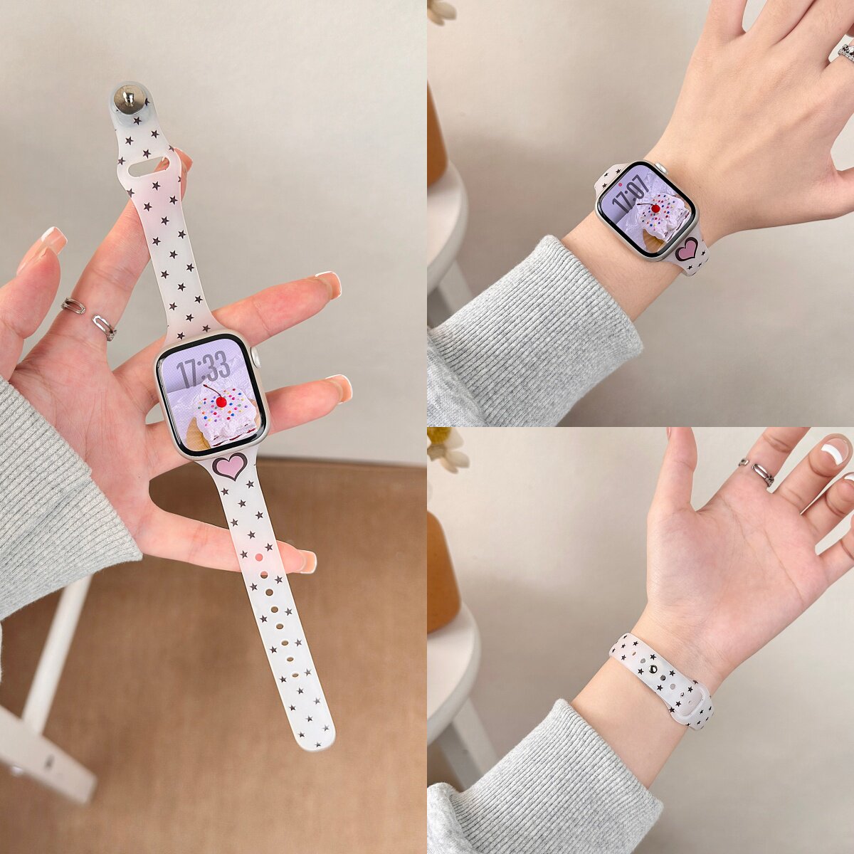 适用苹果S11手表iwatch11表带applewatch10女款韩系波点11小蛮腰硅胶S10新款运动s9春夏天8高级se3智能配件图片