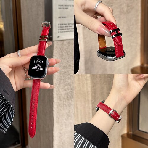适用华为fit5/4/3手表fit5Pro/4pro表带苹果s12/s11真皮华为gt7/6女生红米watch6/5/4细荔枝纹小米10Pro腕带