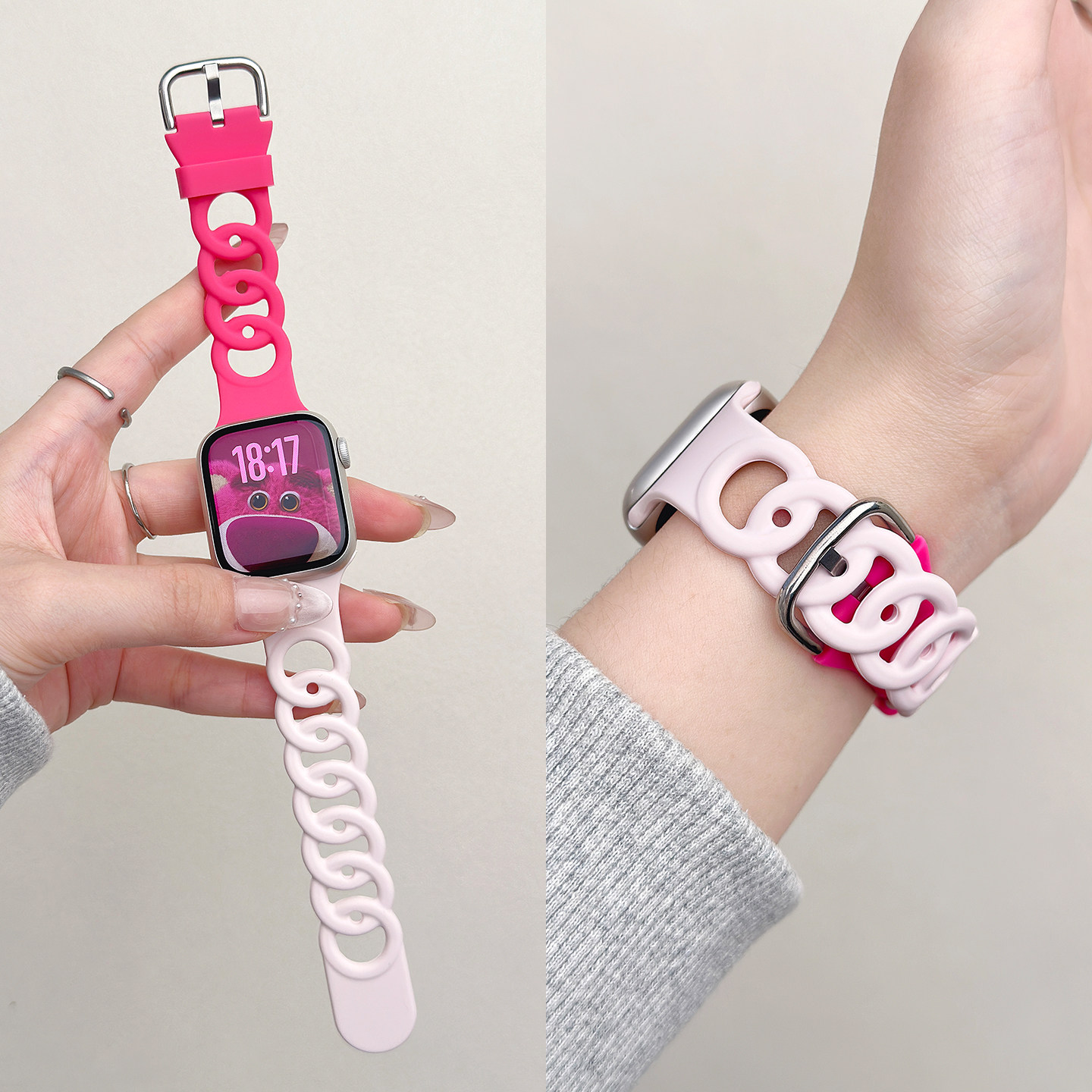 适用iWatchs11新款华为FIT5甜甜圈镂空液态硅胶运动表带苹果s10防汗FIT4/3小米10Pro/9Pro红米watch6/5透气图片