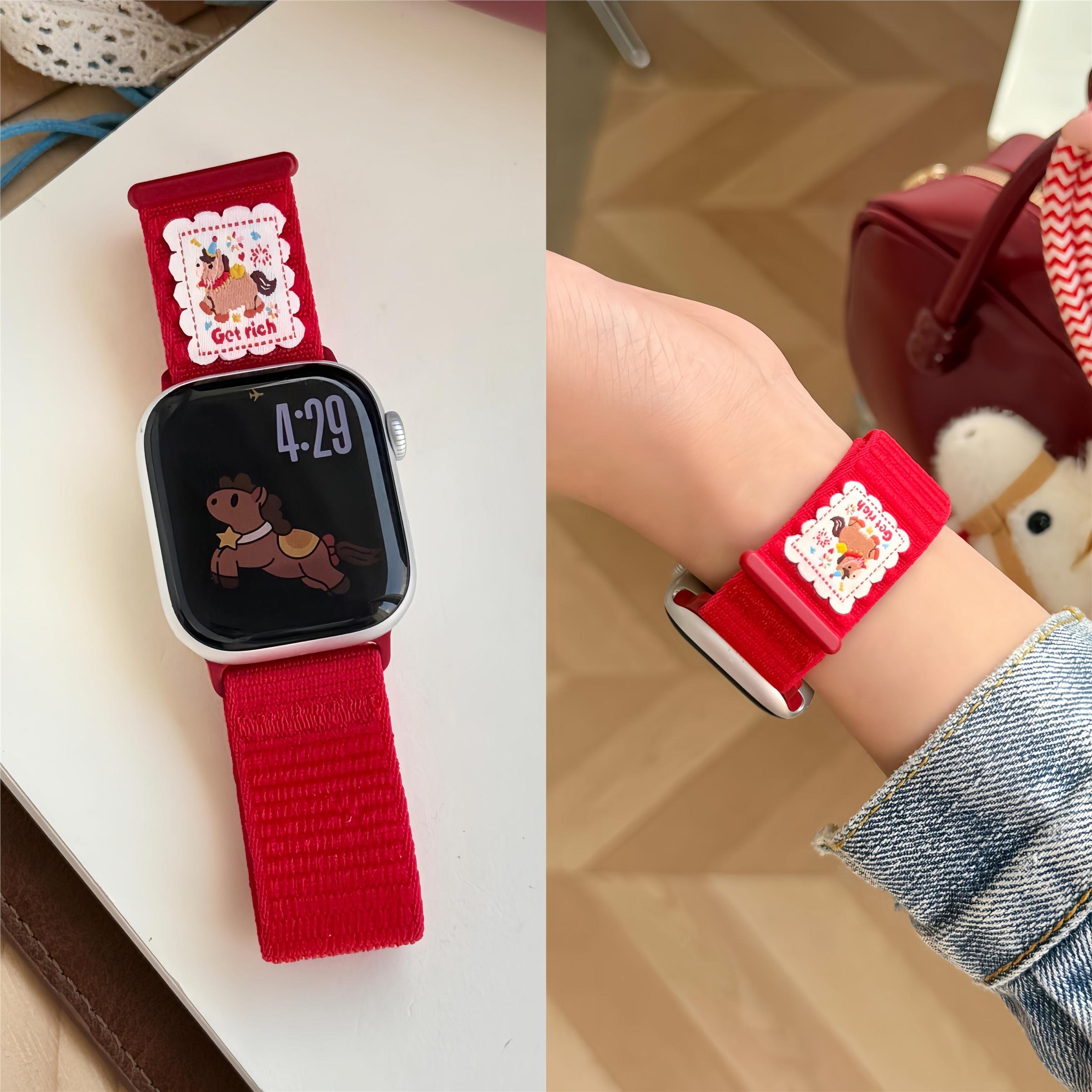 适用苹果手表apple watch11表带iwatchs10魔术贴S9编织可爱小马腕带S8新款ultra男士新款女款se3小众替换腕带图片