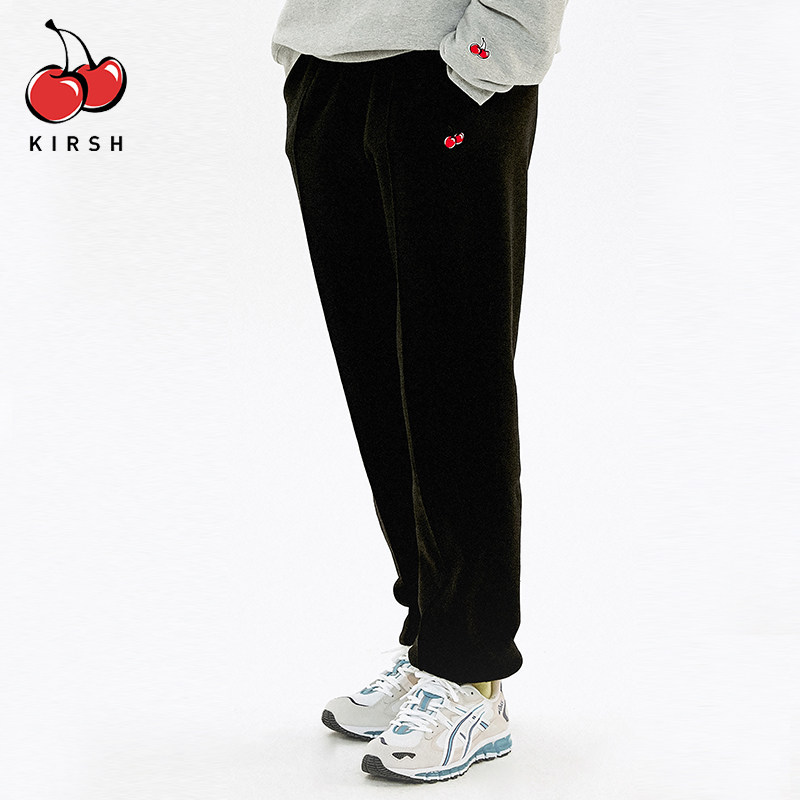 kirsh2020秋冬新款大樱桃长裤女运动裤休闲宽松棉潮流时尚学院风