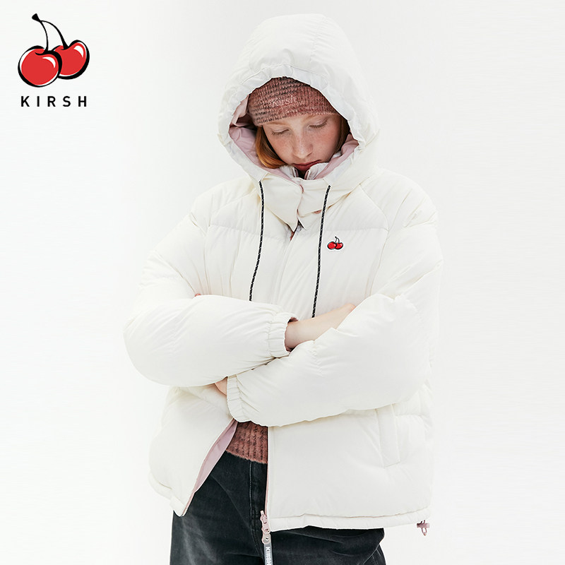 【双11预售】kirsh20年秋冬新款大樱桃连帽白鸭绒羽绒服双面穿