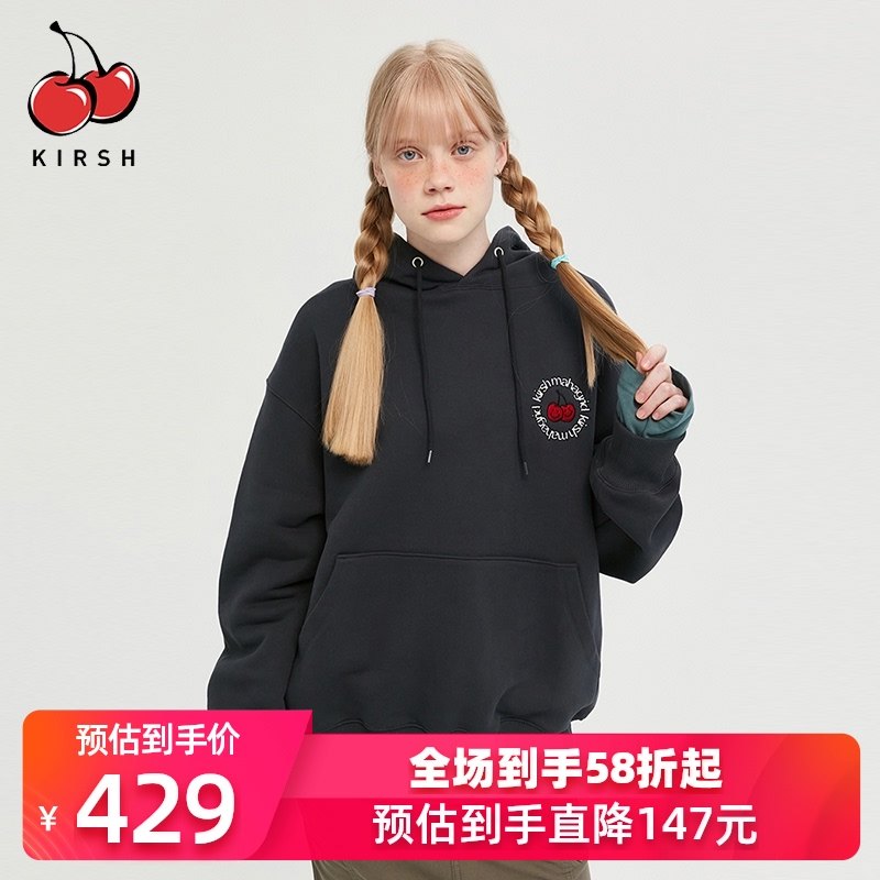 kirsh2021年春夏新款大樱桃联名款卫衣女连帽宽松时尚情侣韩版ins