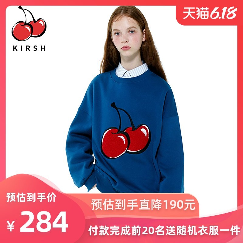 20年春季Angelababy杨颖金泰亨同款大樱桃卫衣宽松圆领长袖学院风