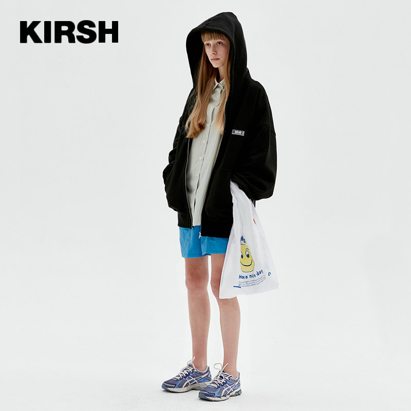 kirsh2020年春季新款大樱桃卫衣外套拉链连帽宽松减龄学院风韩潮