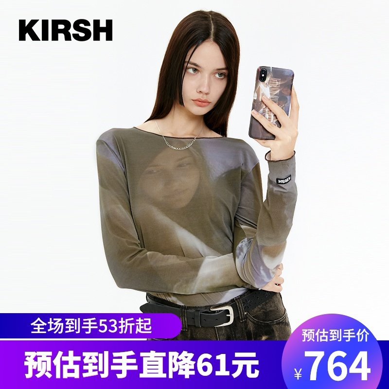 kirsh2020年秋冬新款大樱桃长袖T恤内搭女薄款图像印花时尚潮流