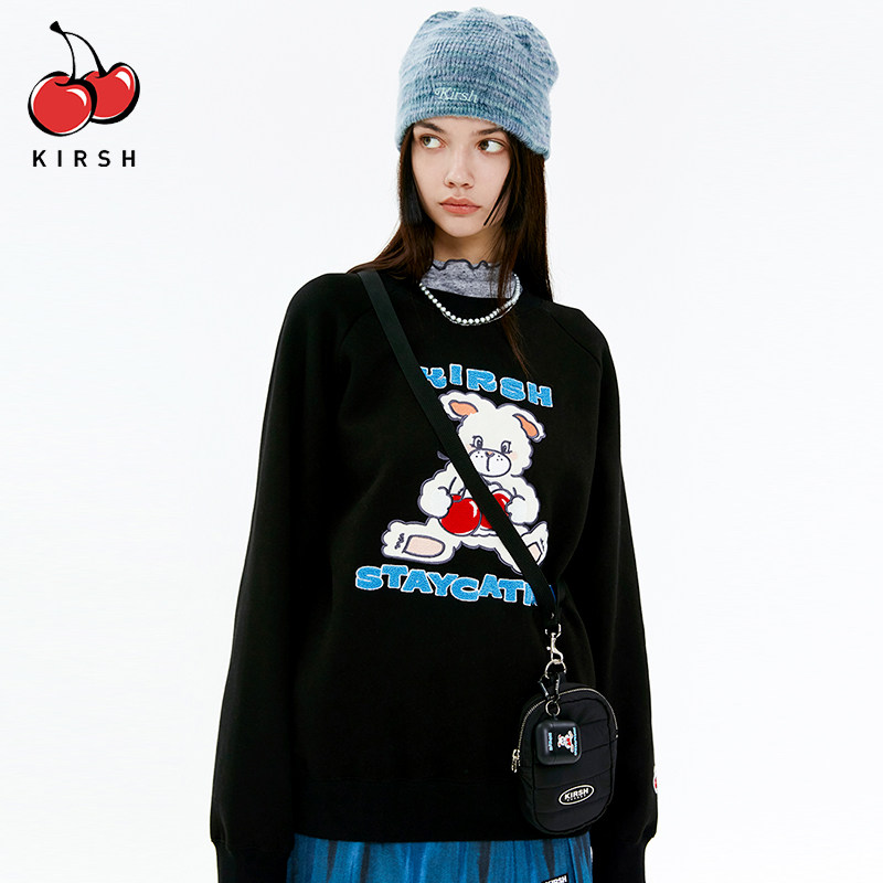 kirsh2020年秋冬新款大樱桃卫衣圆领兔子印花长袖宽松显瘦学院风