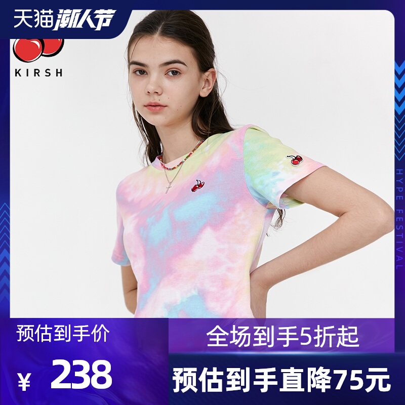 kirsh大樱桃渐变色短袖T恤圆领宽松少女超酷时尚甜美可爱通勤风