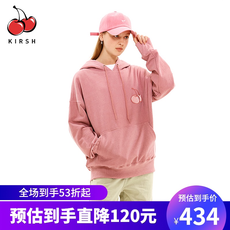 kirsh20年秋冬大樱桃宽松卫衣韩艺璃金度延同款女水洗色可爱甜美