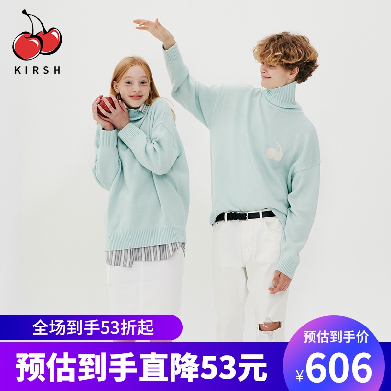 kirsh2020年秋冬新款大樱桃高领长袖真是毛衣男女情侣通勤学院风