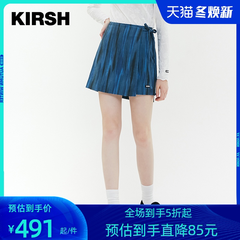 kirsh2020年秋冬新款大樱桃A字半身裙女高腰显瘦显高休闲裙学院风