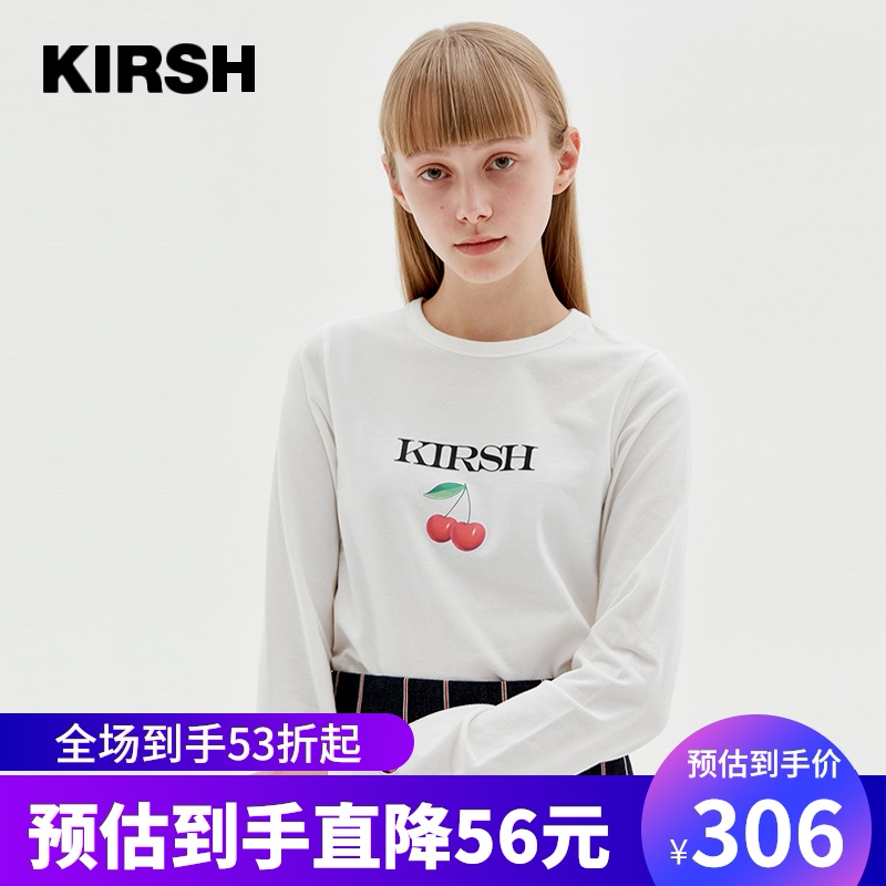 kirsh20年秋冬大樱桃长袖T恤打底卫衣圆领宽松休闲减龄学院风韩潮