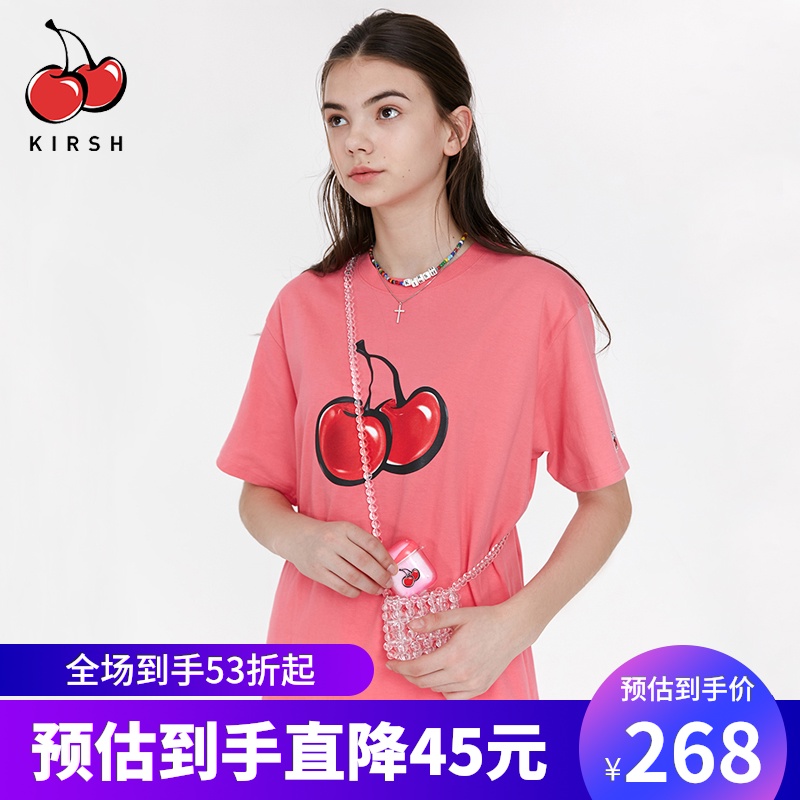kirsh2020年春夏新款大樱桃经典短袖T恤时尚少女韩潮通勤学院风