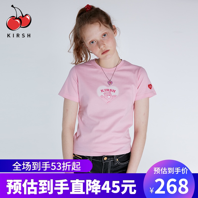 kirsh20年春夏大樱桃小熊联名雪娥同款短袖T恤圆领显瘦通勤韩潮