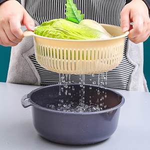 洗菜盆塑料双层沥水篮子漏盆淘米神器菜蓝淘菜盆家用厨房洗水果盘